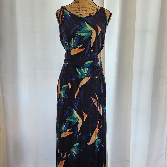 APT. 9 Womens Black Abstract Print Sleeveless Strappy Maxi Sundress - Sz Large - Picture 1 of 5